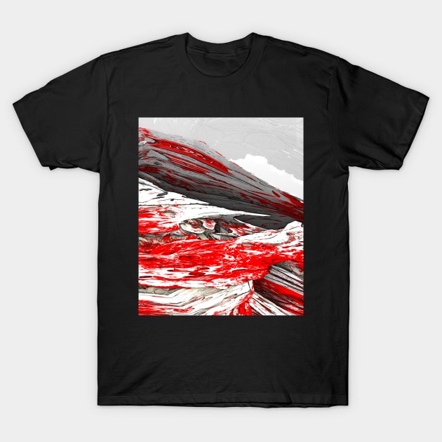 Snow american sport print, red ice rocks T-Shirt by Pink Dessert